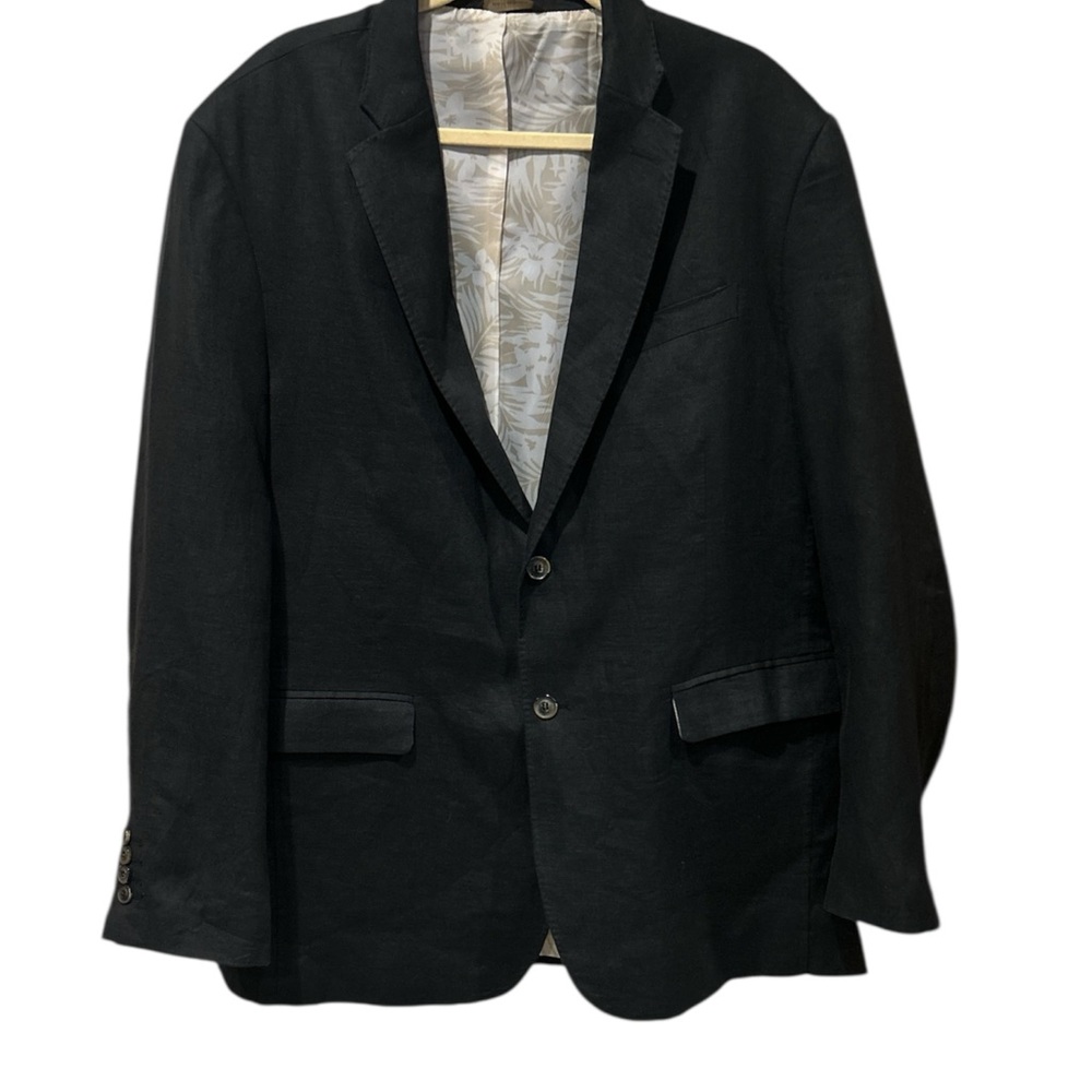 Tasso Elba Island Black Linen Sport Coat with Notch Lapel